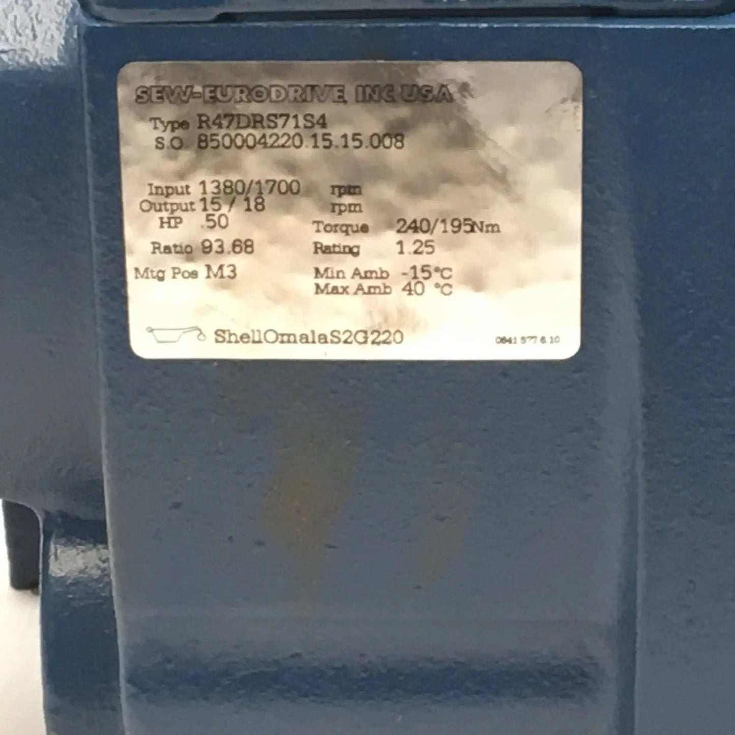 Sew R47 DRS71S4 gearmotor reducer 0.37kW i:56,73