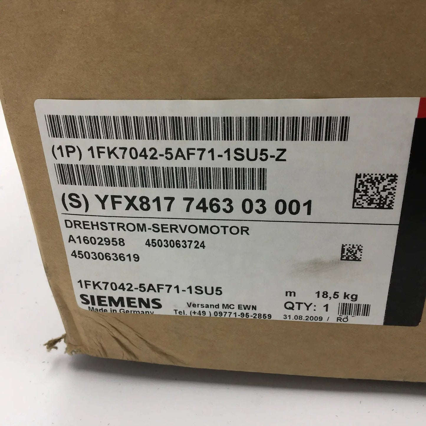 Siemens 1FK7042-5AF71-1SU5-Z Servo Motor 1FK70425AF711SU5Z