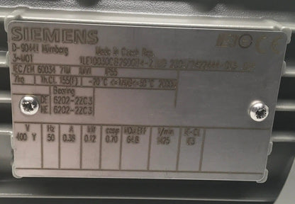 Siemens 1LE1003-0CB29-0GB4-Z 3~Phase Motor 0.12kW