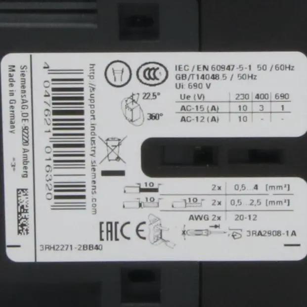 Siemens 3RH2271 2BB40 Contactor Relay