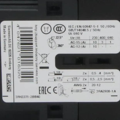 Siemens 3RH2271 2BB40 Contactor Relay