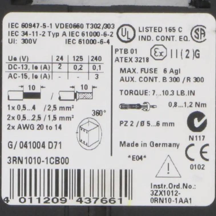 Siemens 3RN1010 1CB00 Thermistor Motor Protection Relay