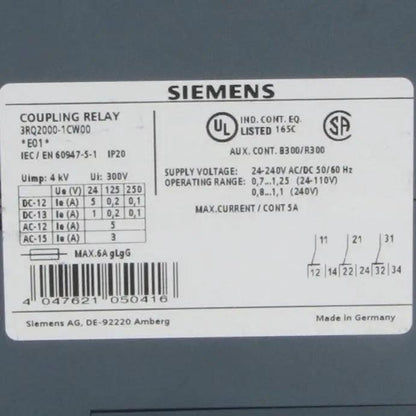 Siemens 3RQ2000 1CW00 Coupling Relay