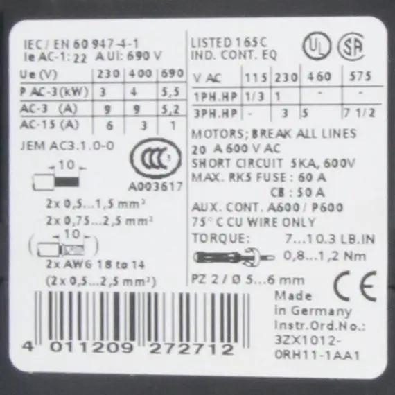 Siemens 3RT1016-1BB42 Contactor