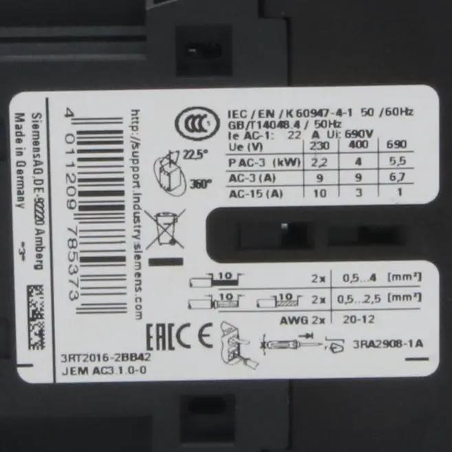 Siemens 3RT2016 2BB42 Power Contactor