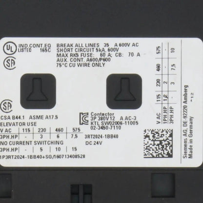 Siemens 3RT2026 1BB40 Power Contactor