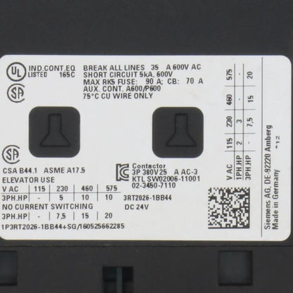 Siemens 3RT2026 1BB44 Power Contactor