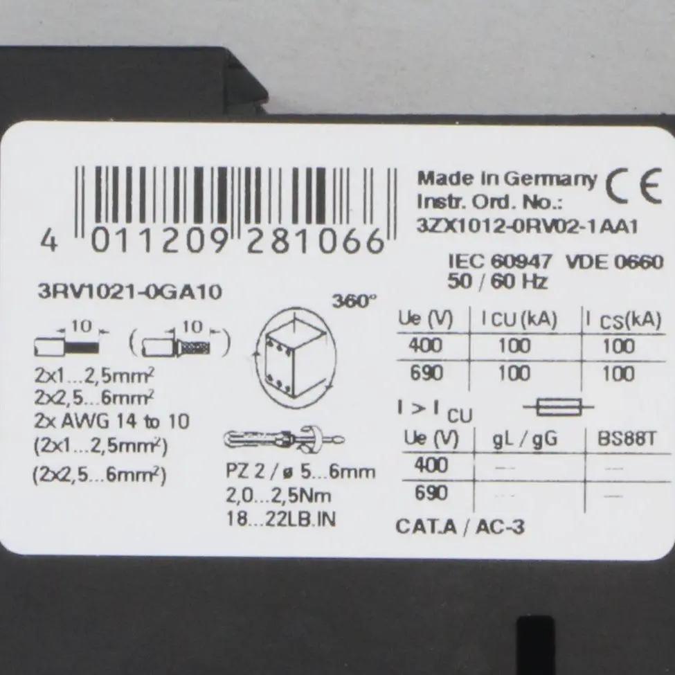 Siemens 3RV1021 0GA10 Circuit Breaker