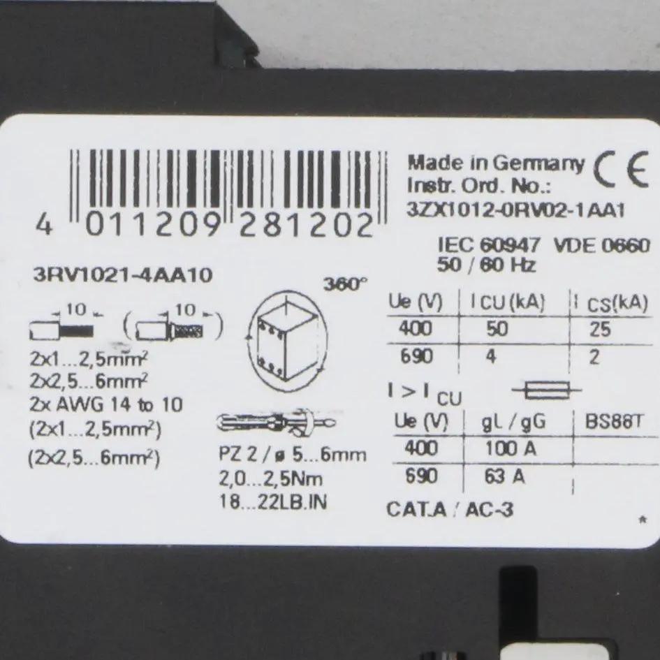 Siemens 3RV1021 4AA10 Circuit Breaker