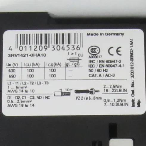 Siemens 3RV1421 0HA10 Circuit Breaker
