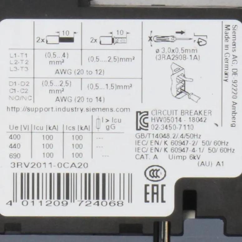 Siemens 3RV2011 0CA20 Circuit Breaker