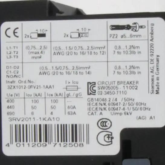 Siemens 3RV2011 1KA10 Circuit Breaker