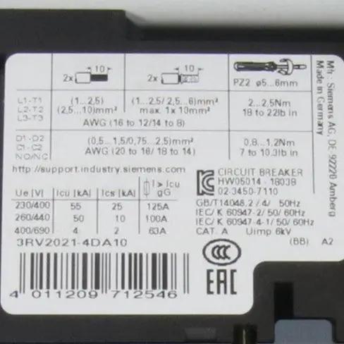Siemens 3RV2021 4DA10 Circuit Breaker
