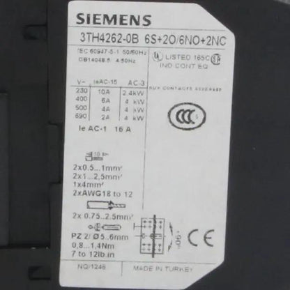 Siemens 3TH42 62 0BB4 Contactor Relay