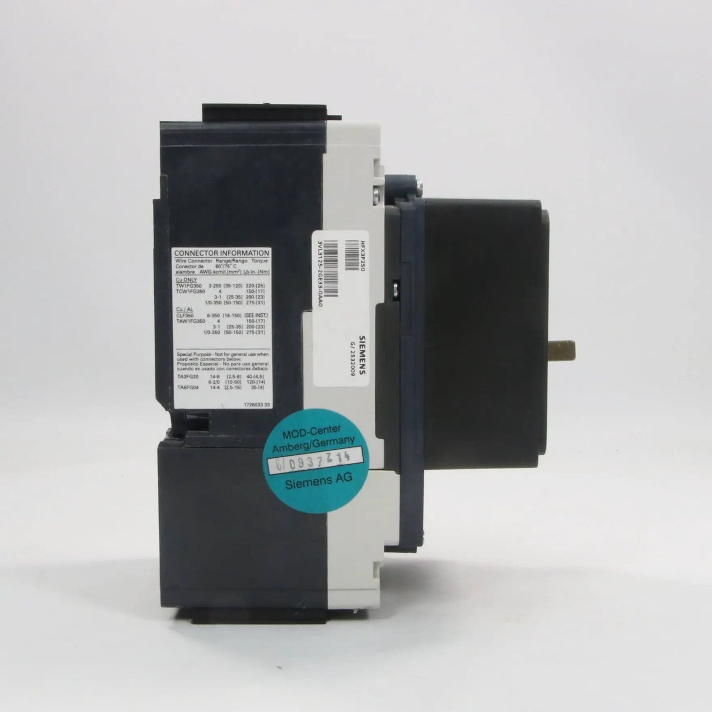Siemens 3VL3125 2GE33 0AA0 Circuit Breaker