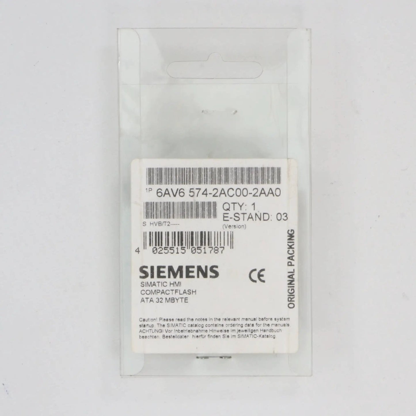 Siemens 6AV6574 2AC00 2AA0 32MB Compact Flash Card