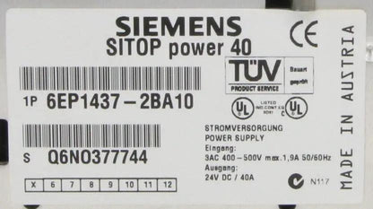 Siemens 6EP1 437-2BA10 Sitop Power 40