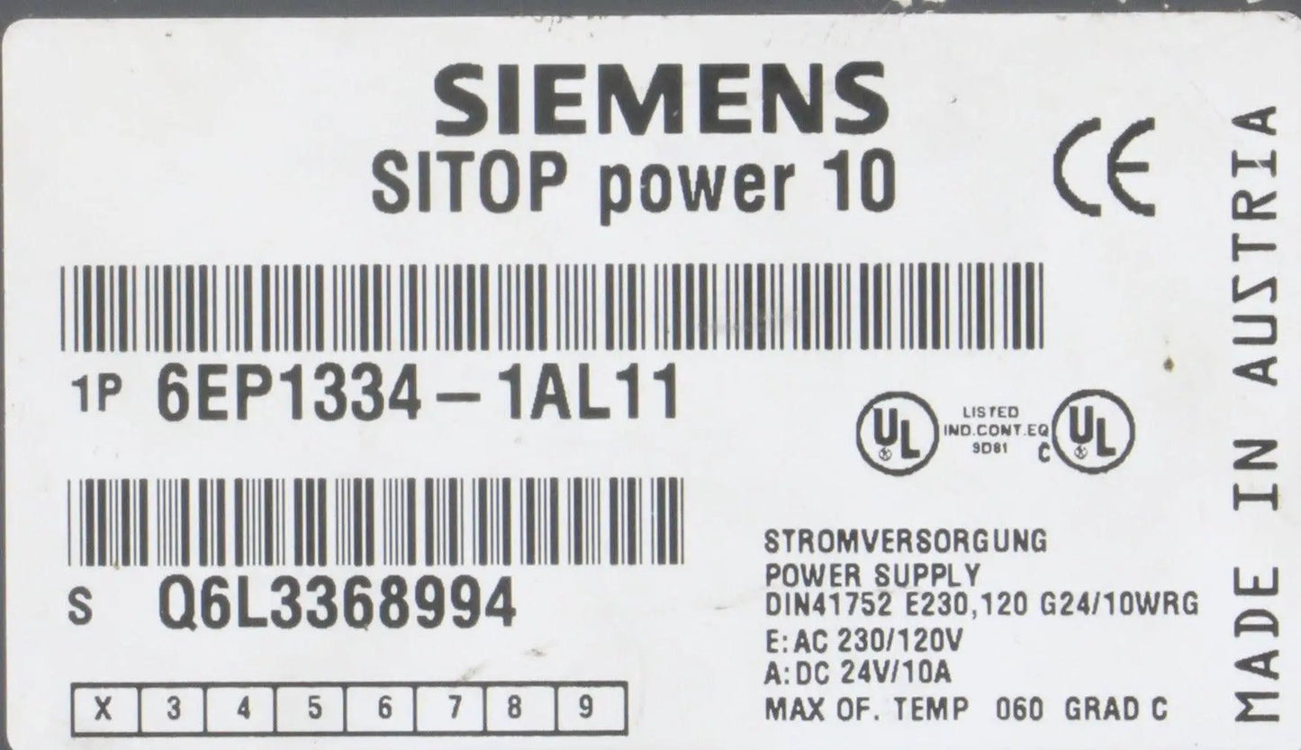 Siemens 6EP1334-1AL11 Sitop Power 10 Power Supply