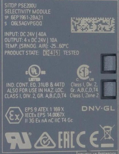 Siemens 6EP1961-2BA21 Sitop PSE200U Selectivity Module