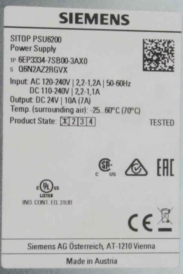 Siemens 6EP3334-7SB00-3AX0 PSU6200 Power Supply