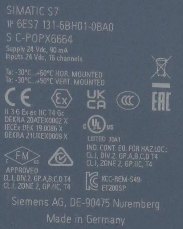 Siemens 6ES7 131 6BH01 0BA0 Digital Input Module