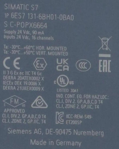 Siemens 6ES7 131 6BH01 0BA0 Digital Input Module