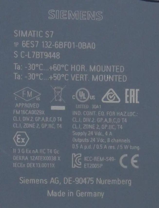 Siemens 6ES7 132 6BF01 0BA0 Digital Output Module
