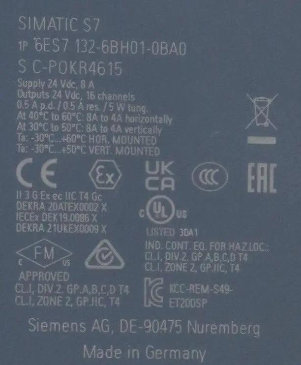 Siemens 6ES7 132 6BH01 0BA0 Digital Output Module