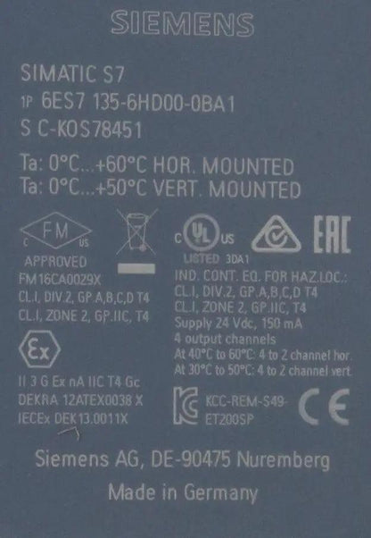 Siemens 6ES7 135 6HD00 0BA1 Analog Output Module
