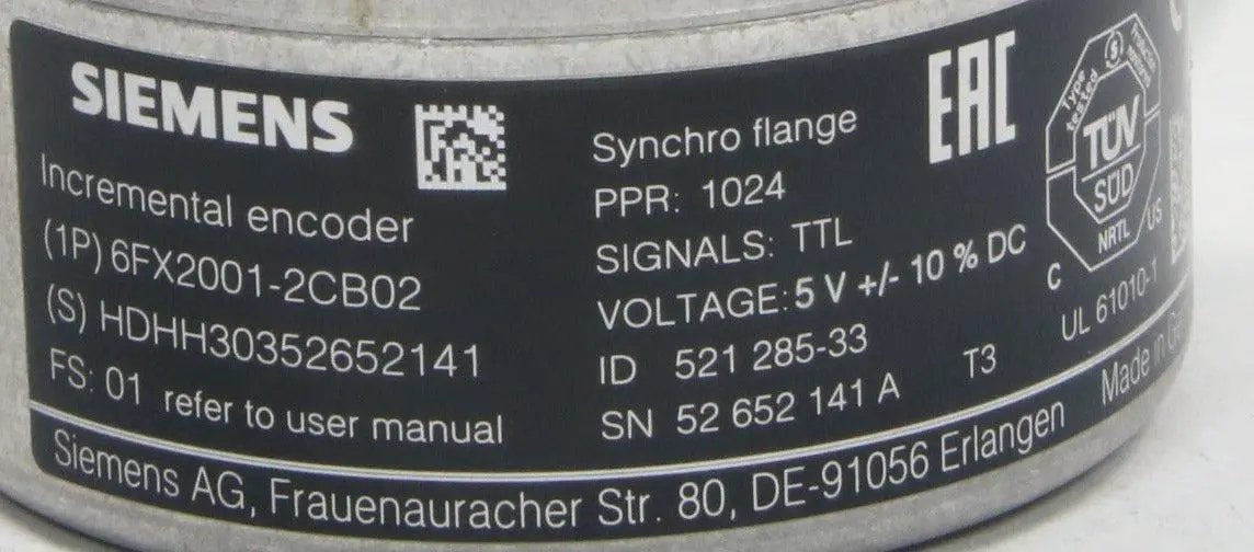 Siemens 6FX2001-2CB02 Incremental Encoder