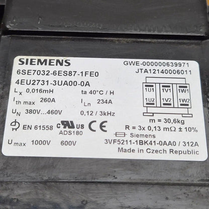 Siemens 6SE7032-6ES87-1FE0 Output Reactor