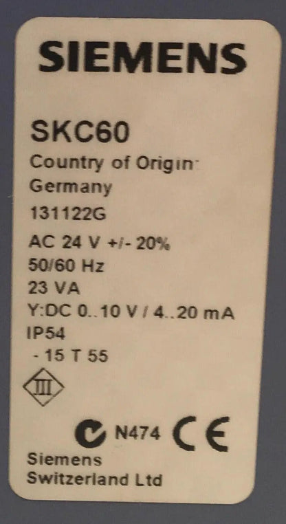 Siemens Acvatix SKC60 Electrohydraulic Actuator