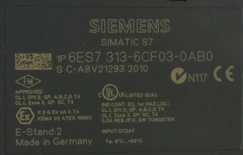 Siemens CPU313C-2 DP Compact CPU 6ES7 313-6CF03-0AB0