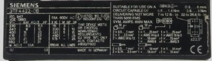 Siemens Contactor 3TF4422-0B
