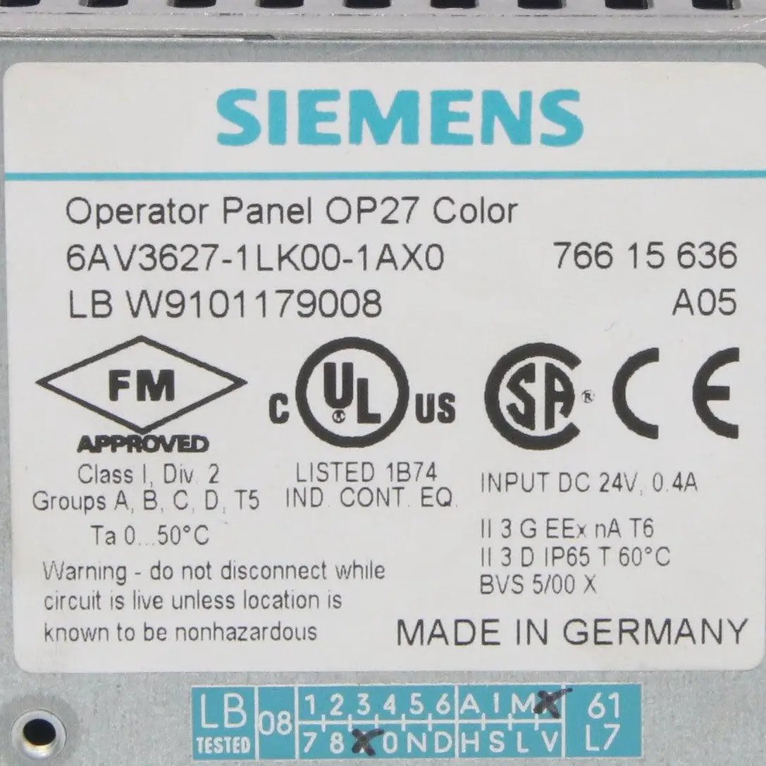 Siemens Operator Panel OP27 - 6AV3627-1LK00-1AX0