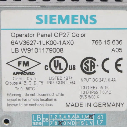 Siemens Operator Panel OP27 - 6AV3627-1LK00-1AX0