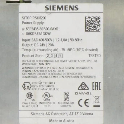Siemens SITOP PSU8200 6EP3436-8SB00-0AY0 Power Supply