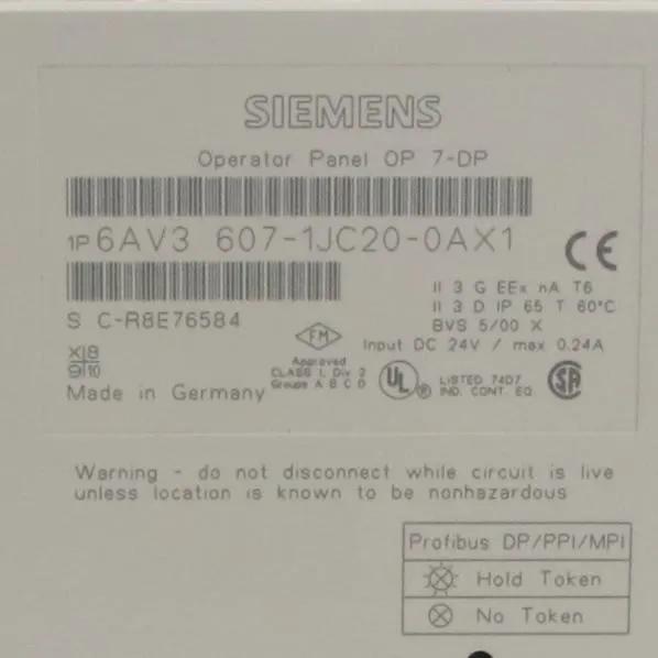 Siemens Simatic OP 7-DP 6AV3 607-1JC20-0AX1 Operator Panel
