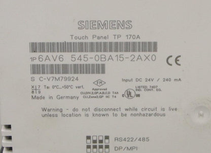 Siemens Simatic Touch Panel TP 170A