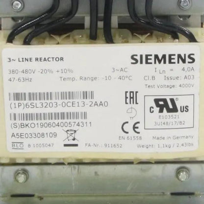 Siemens Sinamics 6SL3202 0CE13 2AA0 Line Reactor