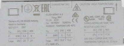 Siemens Sirius 3RF2320 1AA44 Solid State Contactor