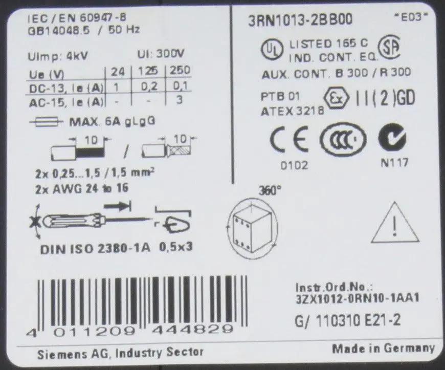 Siemens Sirius 3RN1013 2BB00 Motor Protection Module