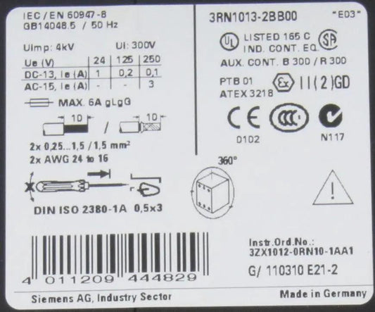 Siemens Sirius 3RN1013 2BB00 Motor Protection Module