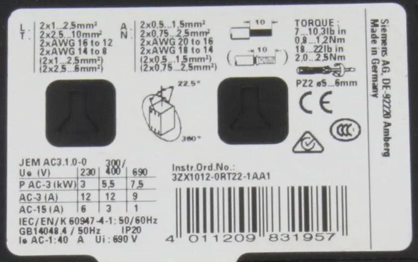 Siemens Sirius 3RT2024 1BB40 Power Relay