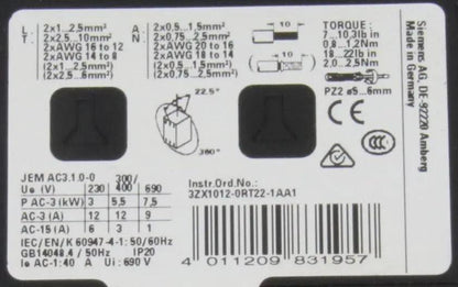 Siemens Sirius 3RT2024 1BB40 Power Relay