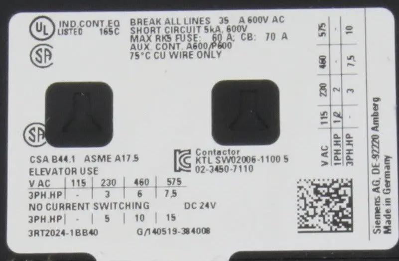 Siemens Sirius 3RT2024 1BB40 Power Relay