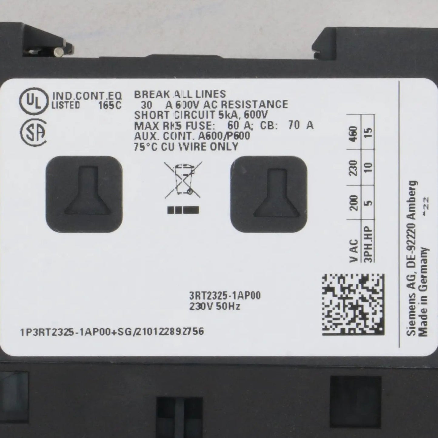 Siemens Sirius 3RT2325 1AP00 Contactor