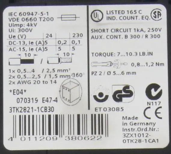 Siemens Sirius 3TK2821 1CB30 Safety Relay