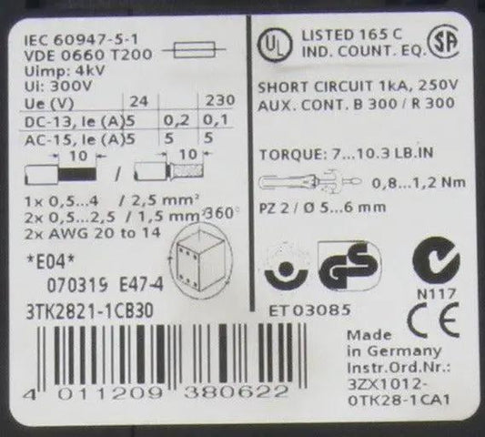 Siemens Sirius 3TK2821 1CB30 Safety Relay