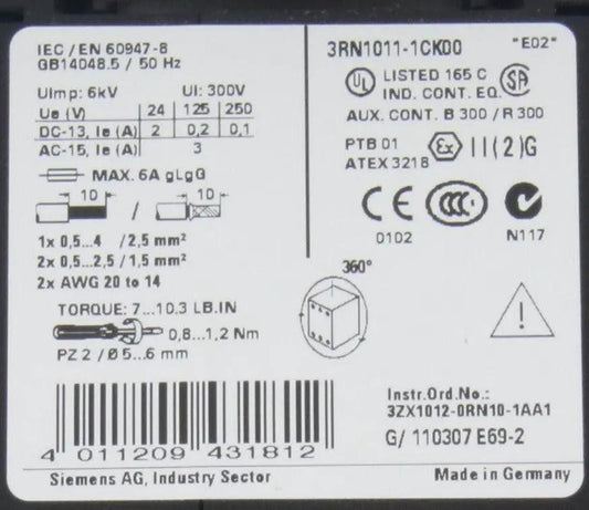 Siemens Sirius Thermistor Motor Protection Module 3RN1011-1CK00